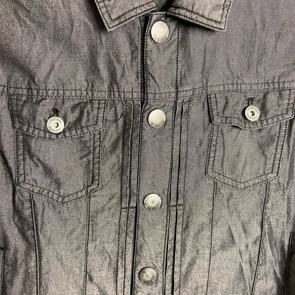 TAHARI Black Gray Steel Snap Front~Pockets~Applets~Cuffs Size XL - Picture 4 of 11